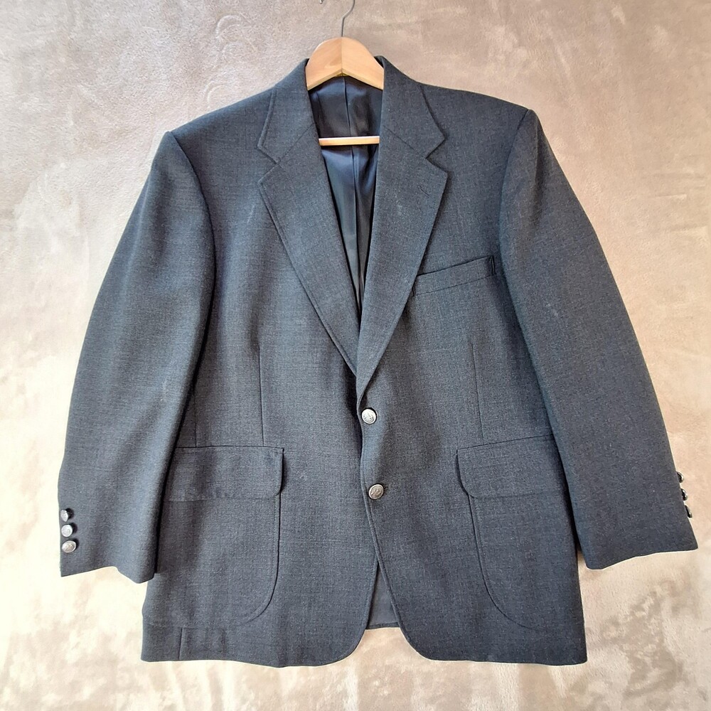 Stafford Blazer Mens 48 Gray Wool Blend Single Vent 2 Button Sport Coat Jacket